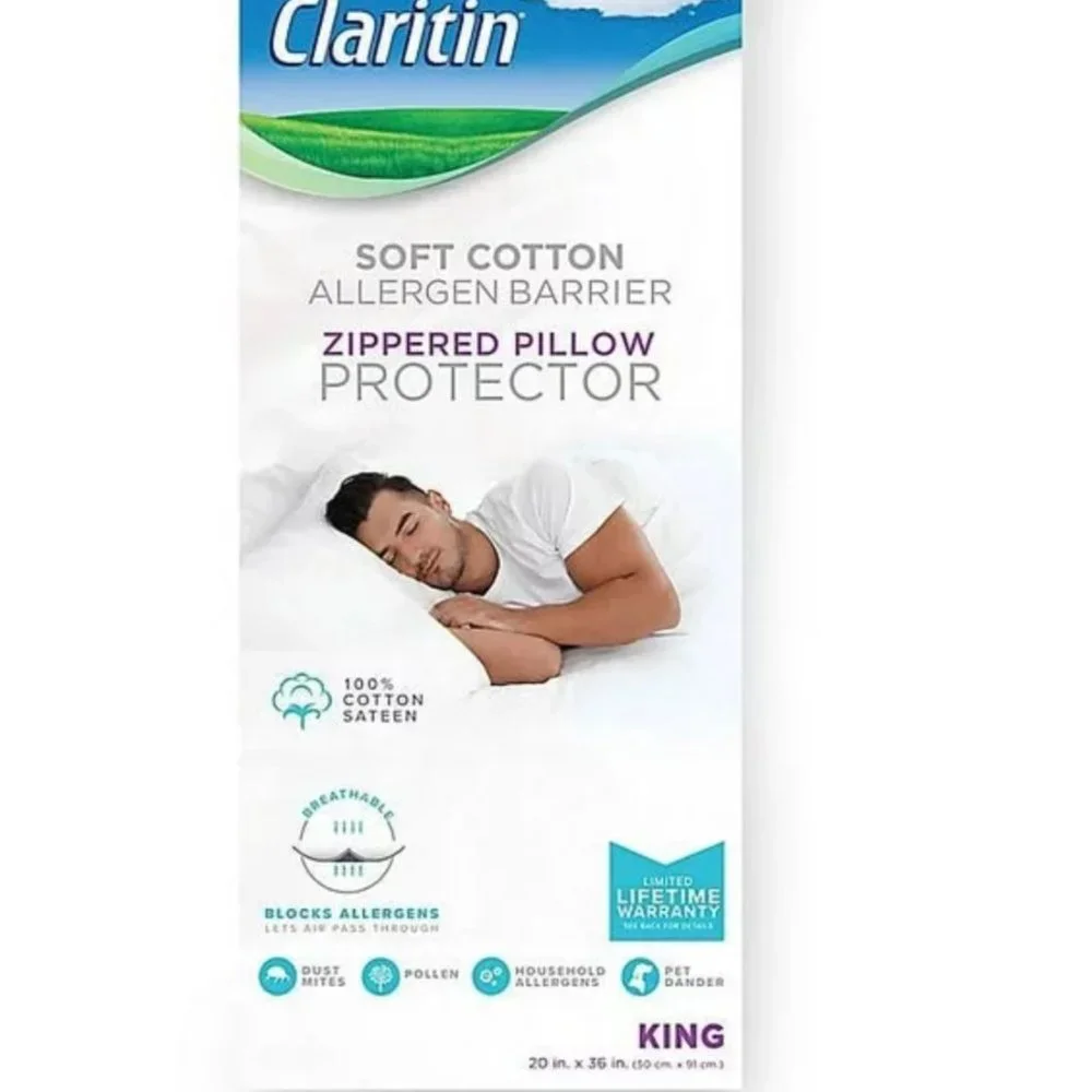 Claritin 100% Cotton Zippered Pillow Protector King 20